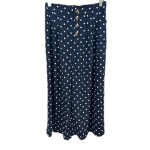 Mi Ami Cropped Wide Leg Navy with White Polka Dot Pants Size M